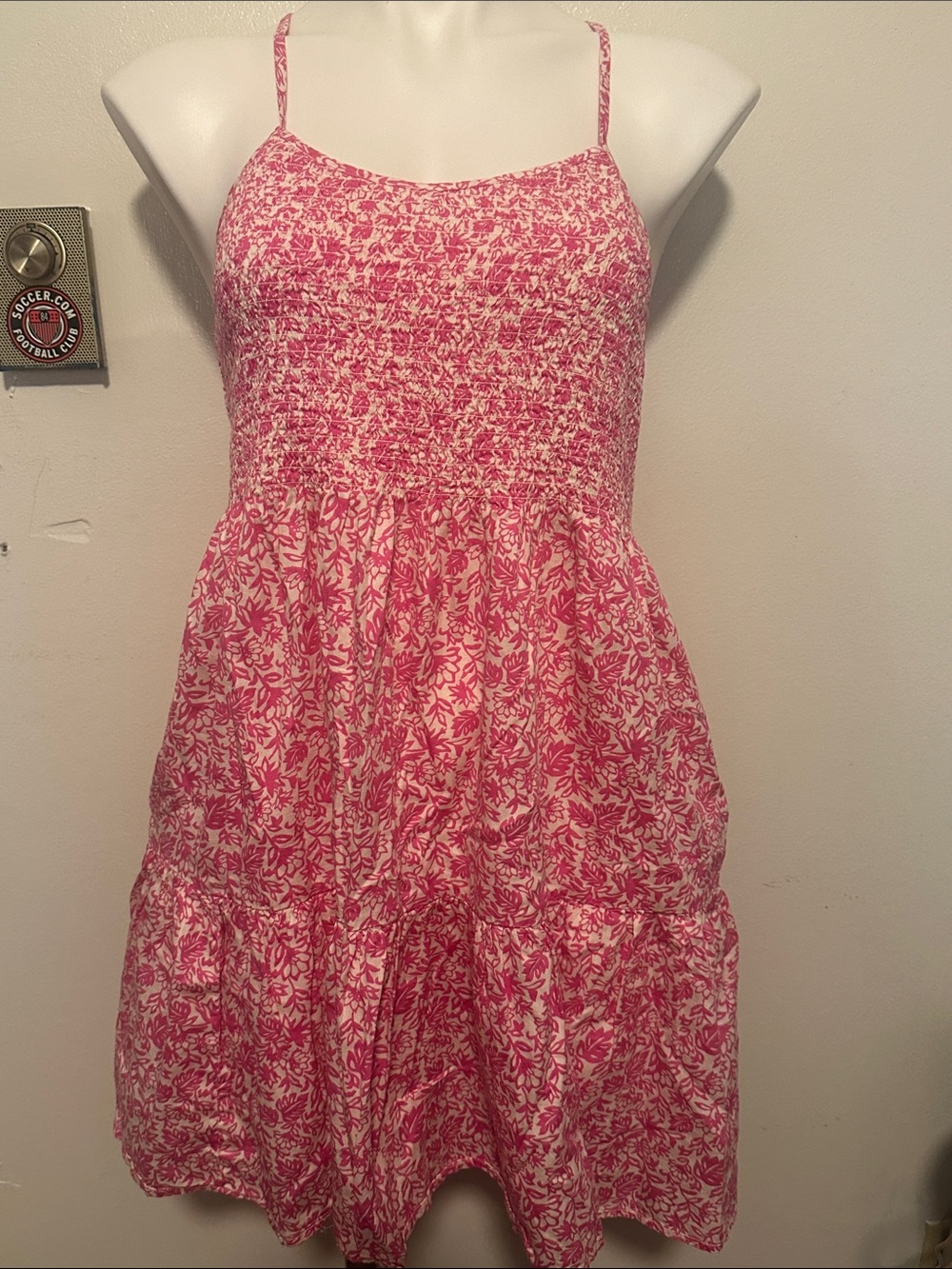 GAP Pink Floral Smocked Strap Sundress